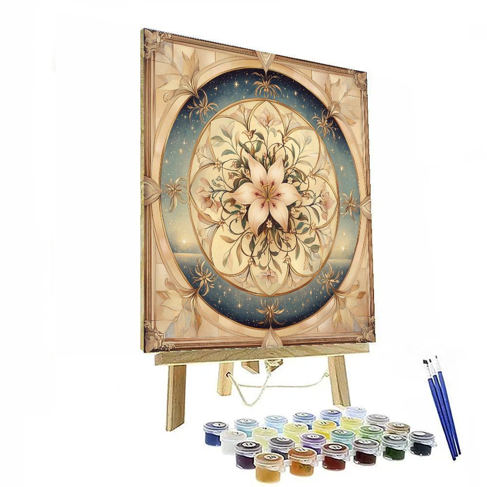 Alphonse Mucha Inspired Moonlit Floral Mandala Painting by numbers kit
