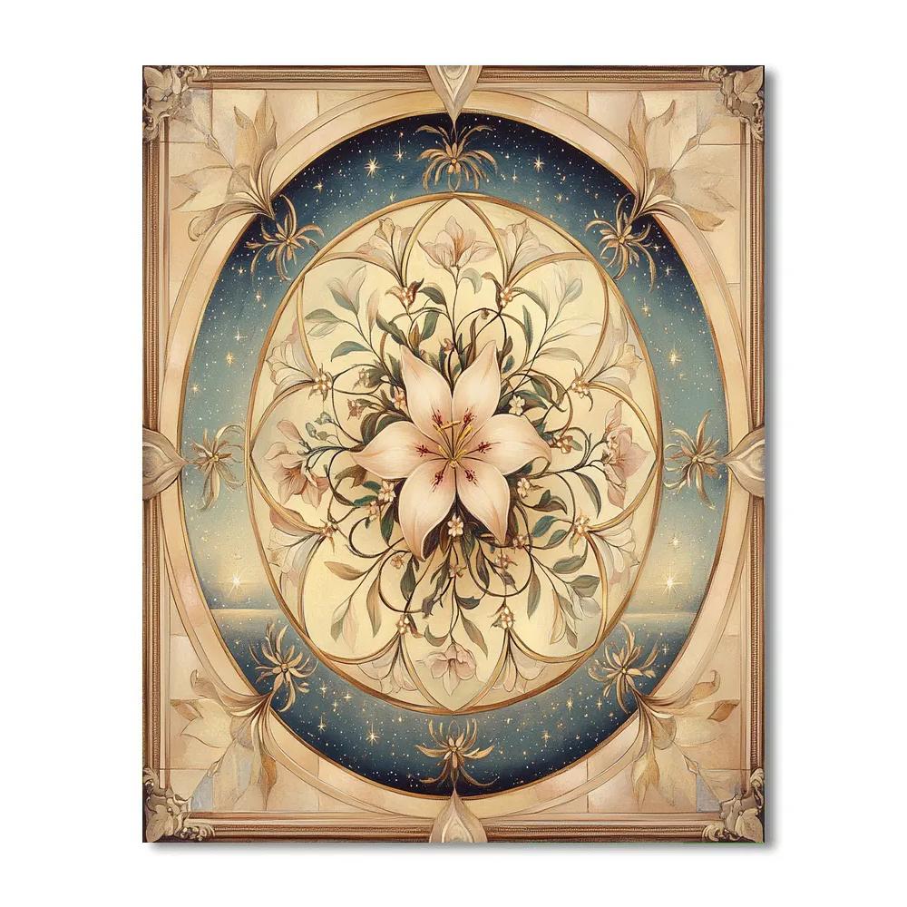 Alphonse Mucha Inspired Moonlit Floral Mandala Painting by numbers kit
