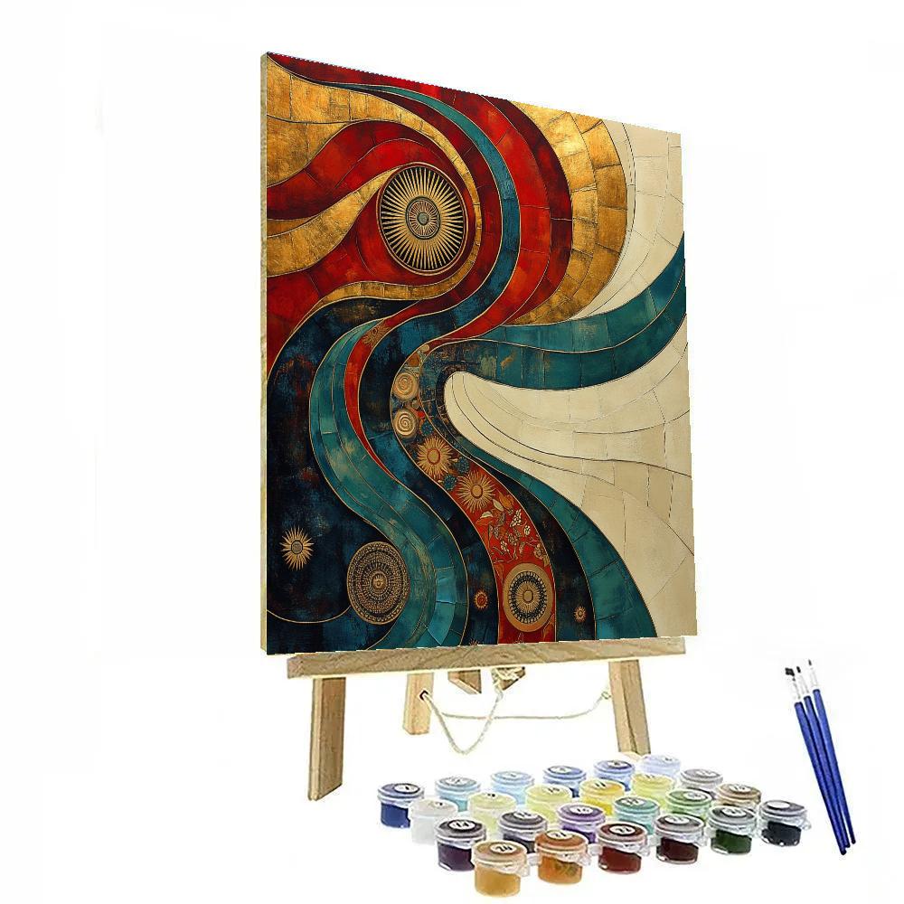 Gustav Klimt Inspired River Of Time paint by color