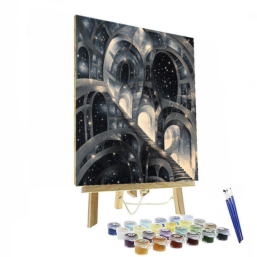 M.C. Escher Inspired Celestial Labyrinth Paint by numbers art