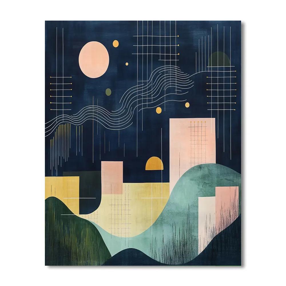 Paul Klee Inspired Lunar Sonata Number painting