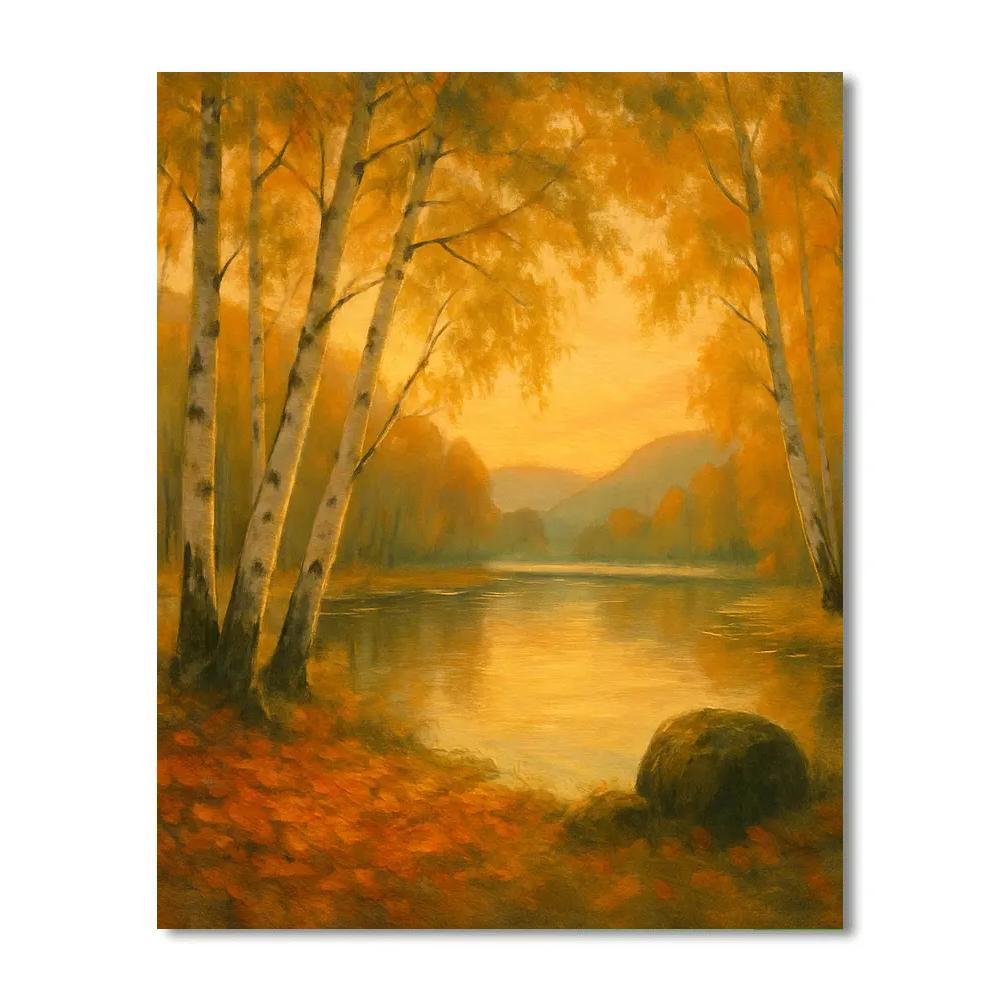 Golden Birch Reverie Painting by numbers kit