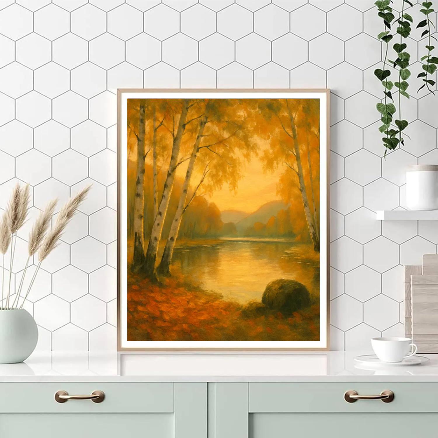Golden Birch Reverie Painting by numbers kit