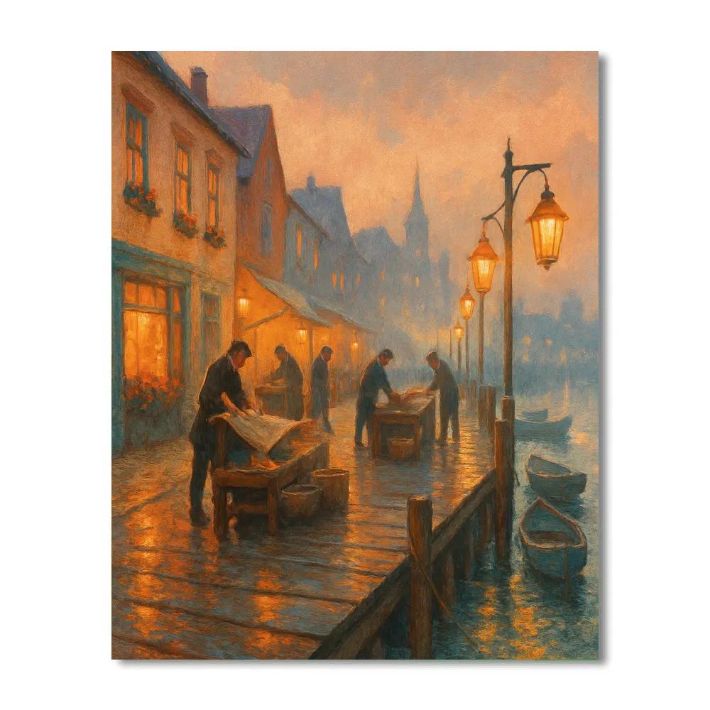 Lanterns Over Old Quay paint by number