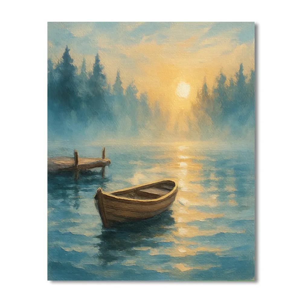 Sunrise Rowboat Reverie paint by number