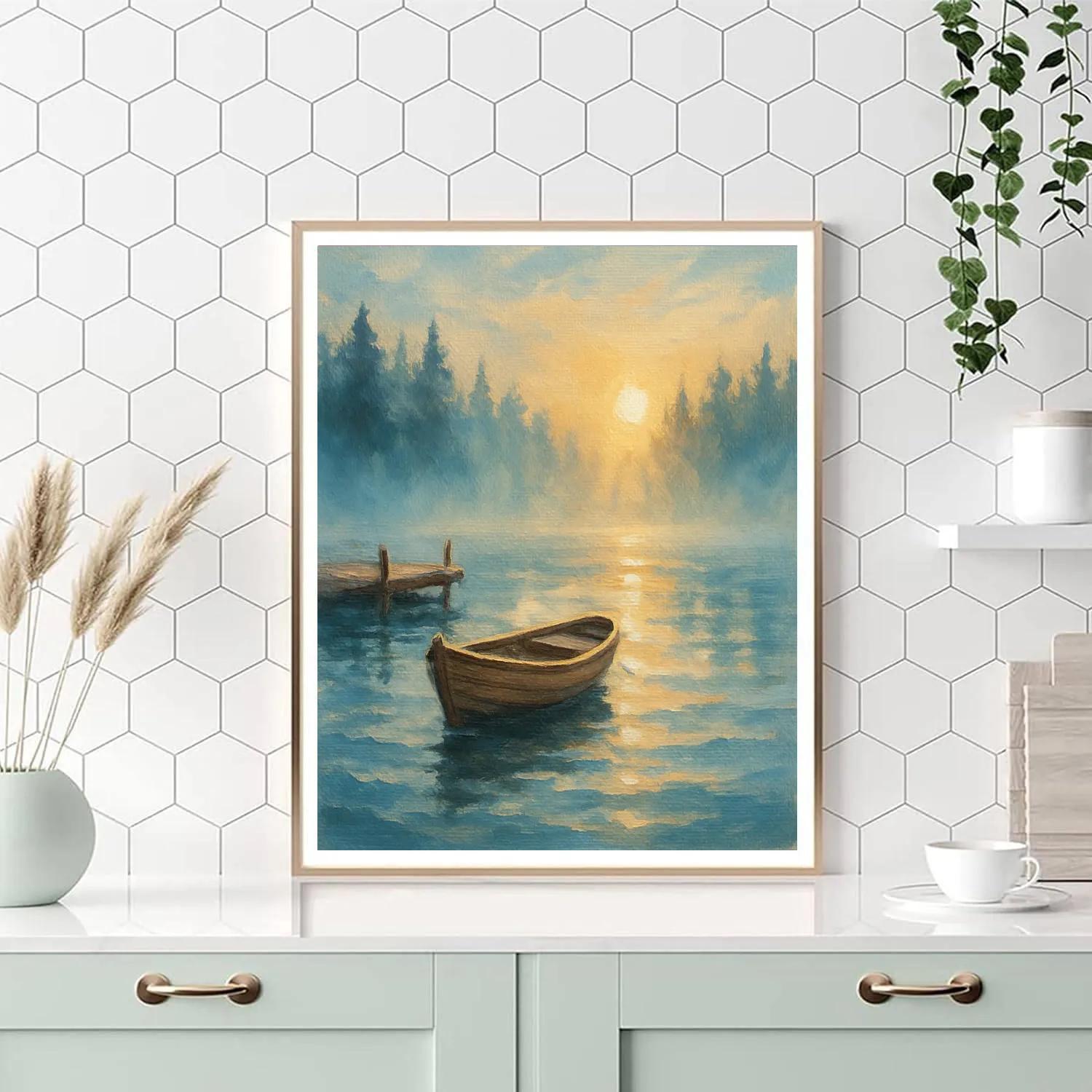 Sunrise Rowboat Reverie paint by number