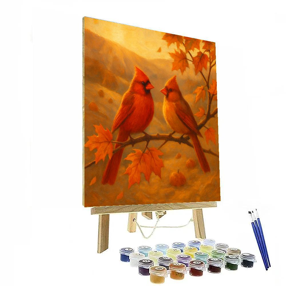 Amber Cardinal Evening Painting by numbers kit