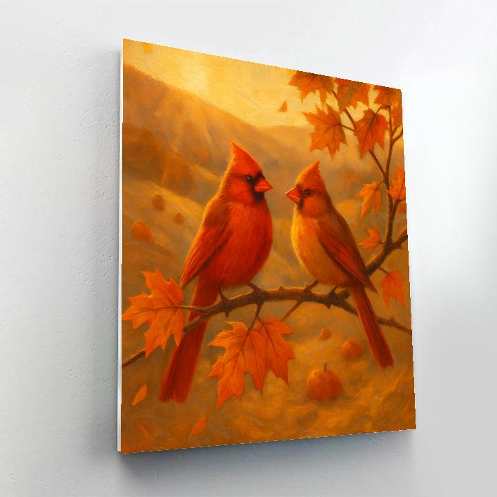Amber Cardinal Evening Painting by numbers kit