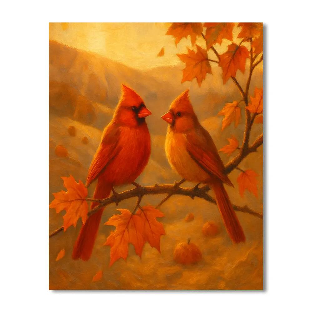 Amber Cardinal Evening Painting by numbers kit