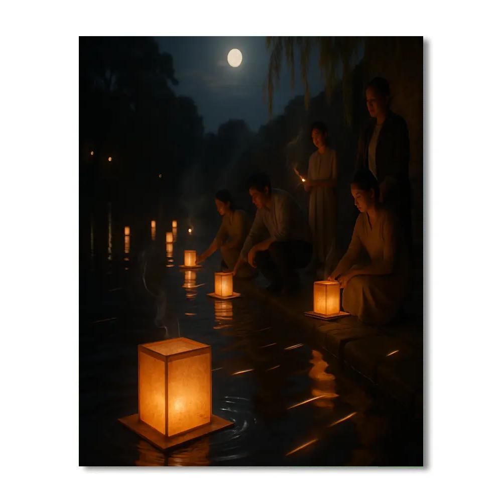 Lantern River Release Paint by numbers art