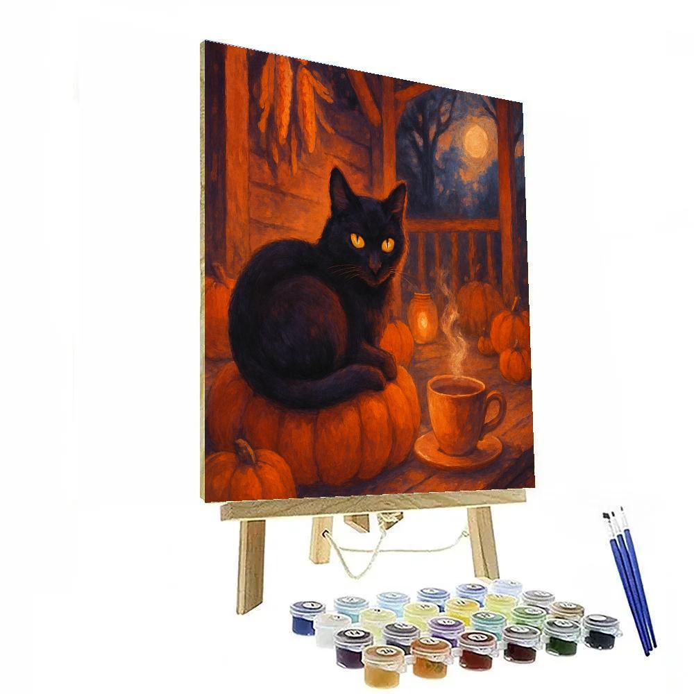 Porch Tea With The Midnight Cat Numbered painting kits