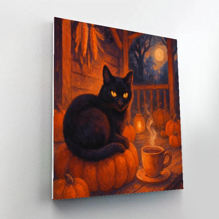 Porch Tea With The Midnight Cat Numbered painting kits