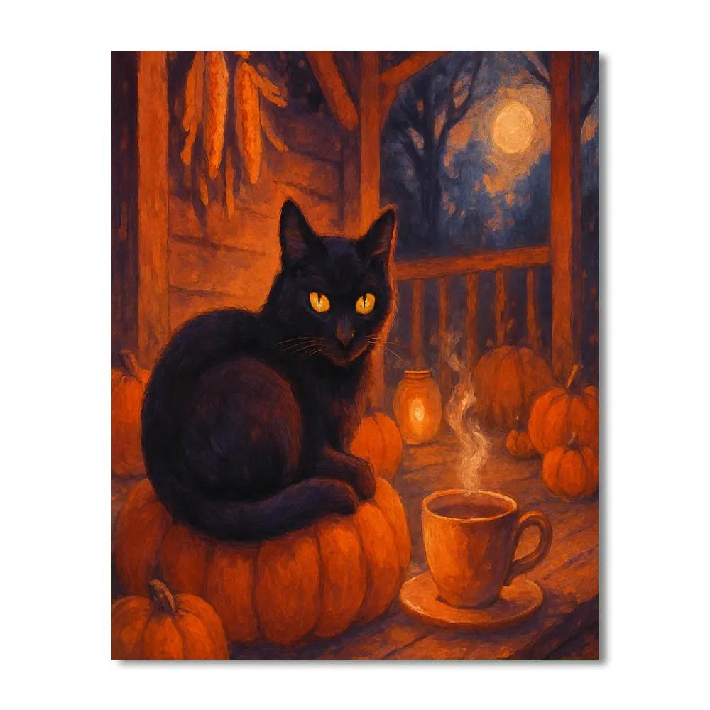 Porch Tea With The Midnight Cat Numbered painting kits