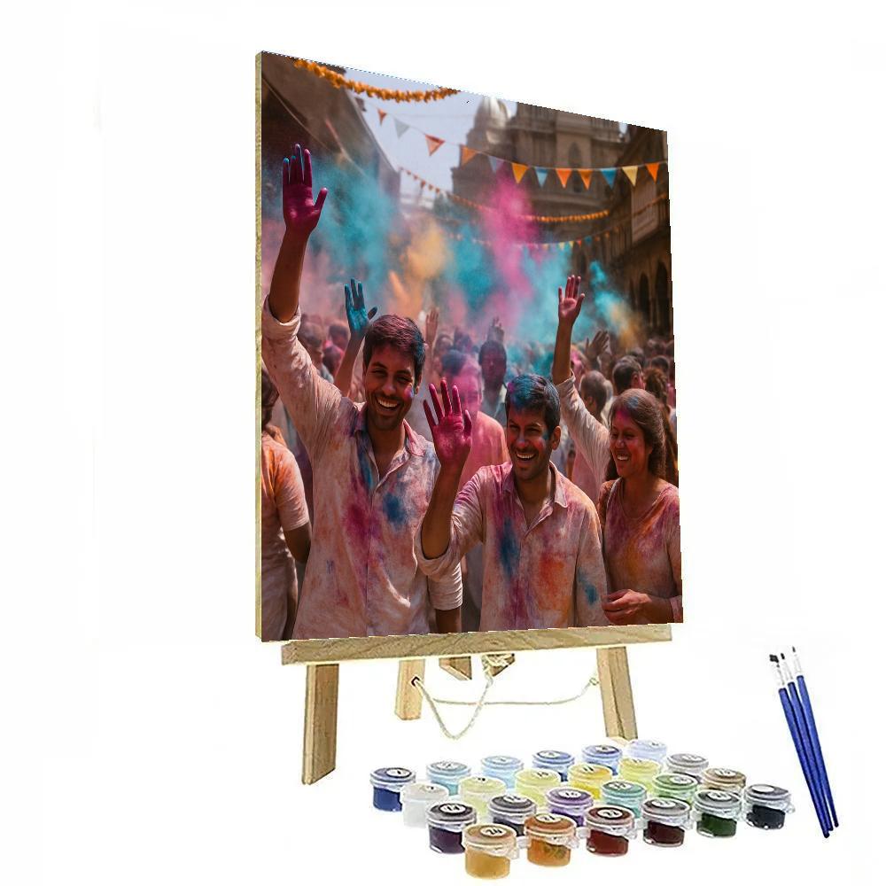 Holi Street Celebration In Mathura DIY paint by numbers