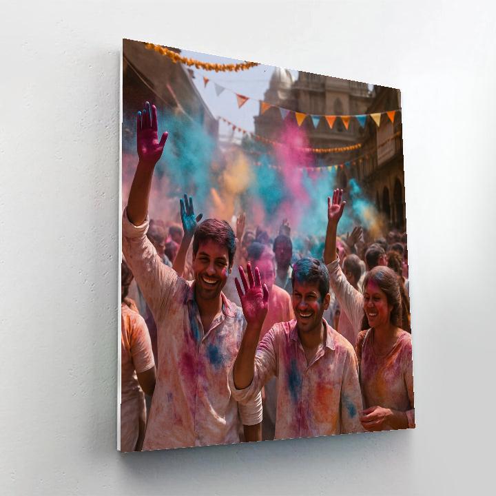 Holi Street Celebration In Mathura DIY paint by numbers