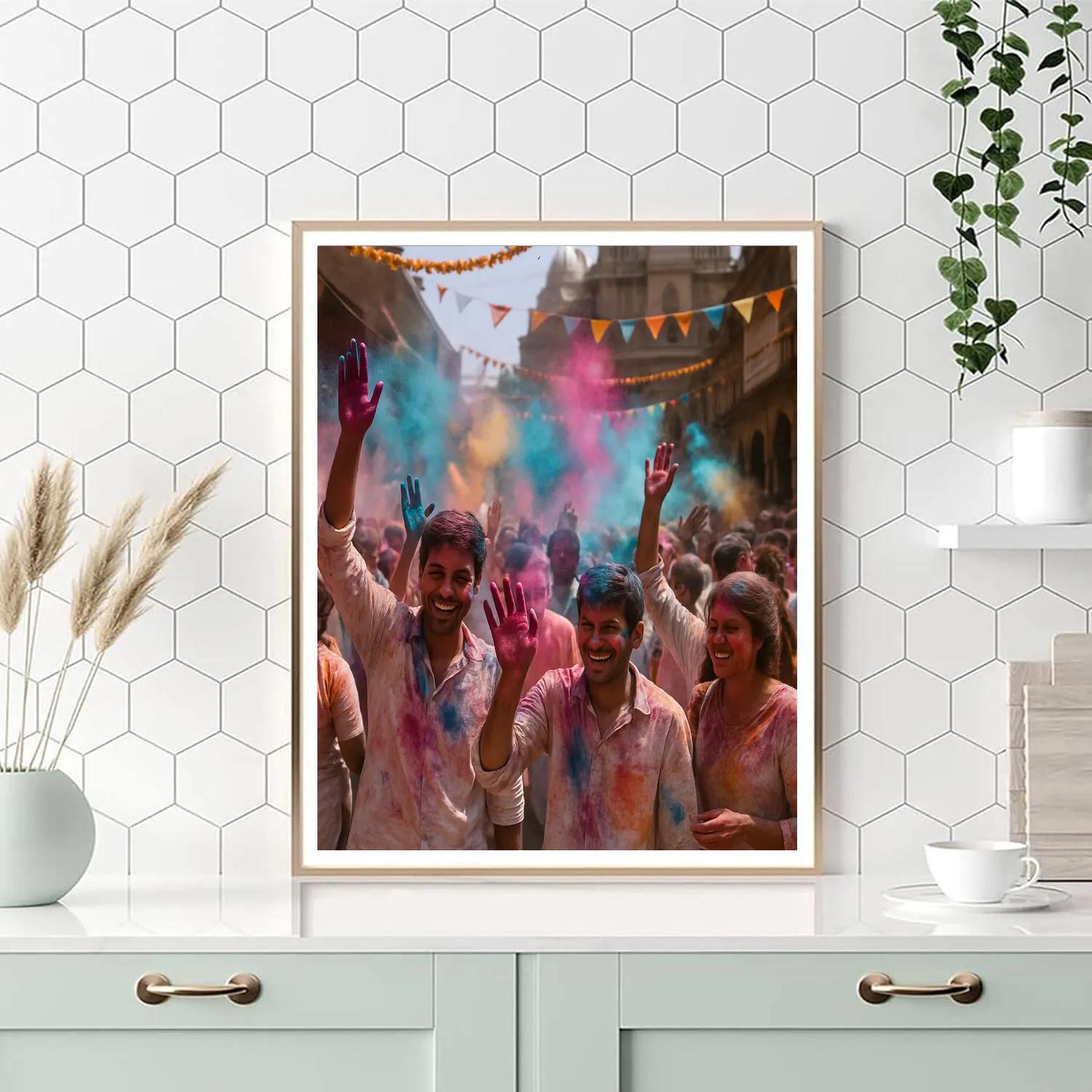 Holi Street Celebration In Mathura DIY paint by numbers