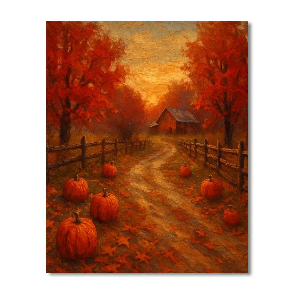 Crimson Harvest Lane Painting by numbers kit
