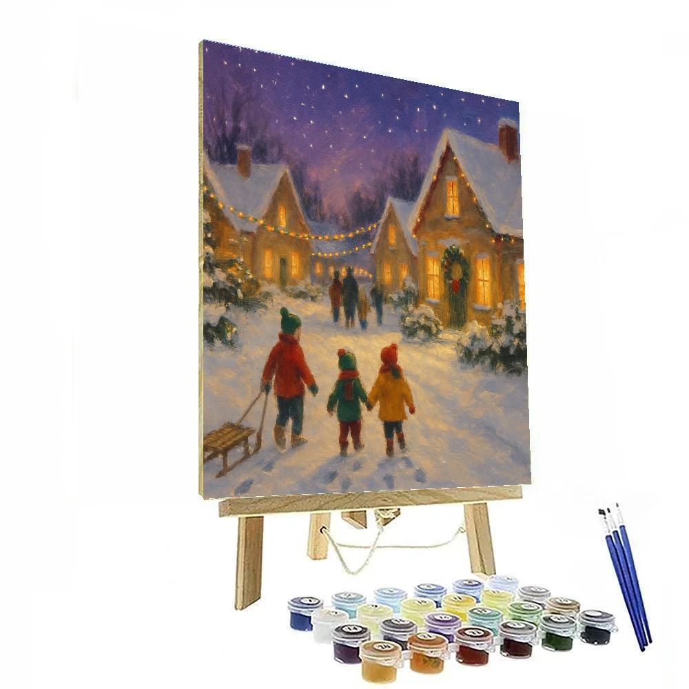 Snowlight Village Evening paint by color