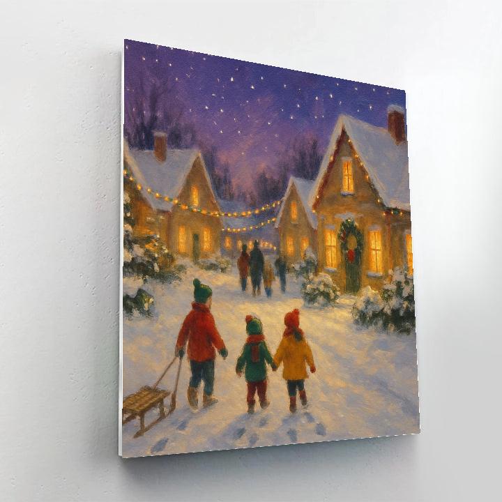 Snowlight Village Evening paint by color