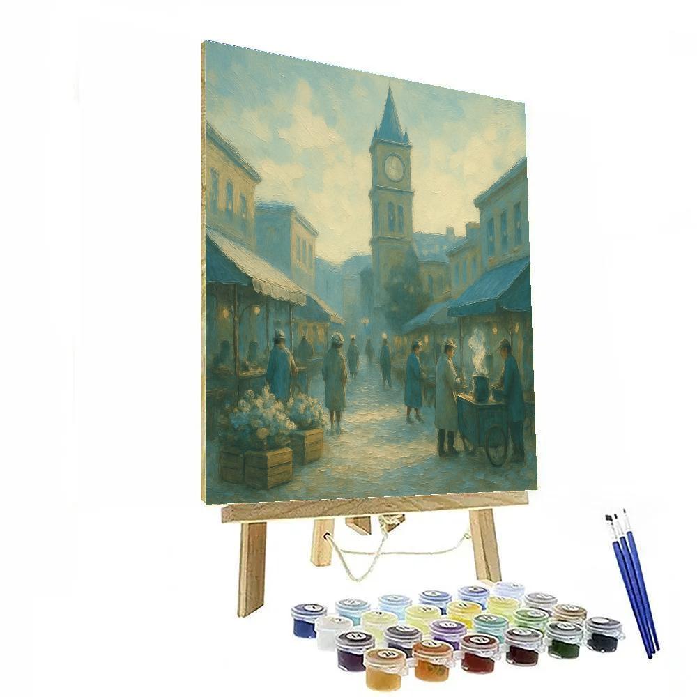 Clocktower Morning Market paint by numbers