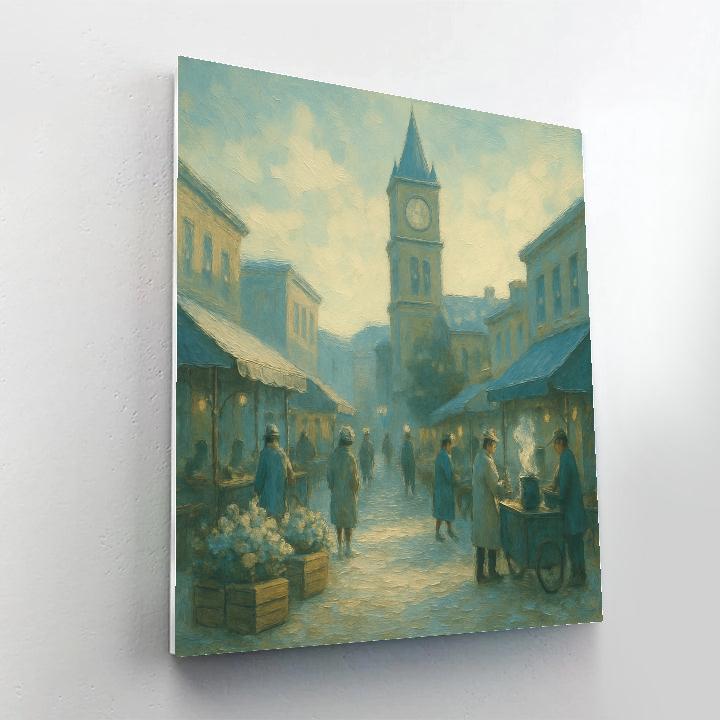 Clocktower Morning Market paint by numbers
