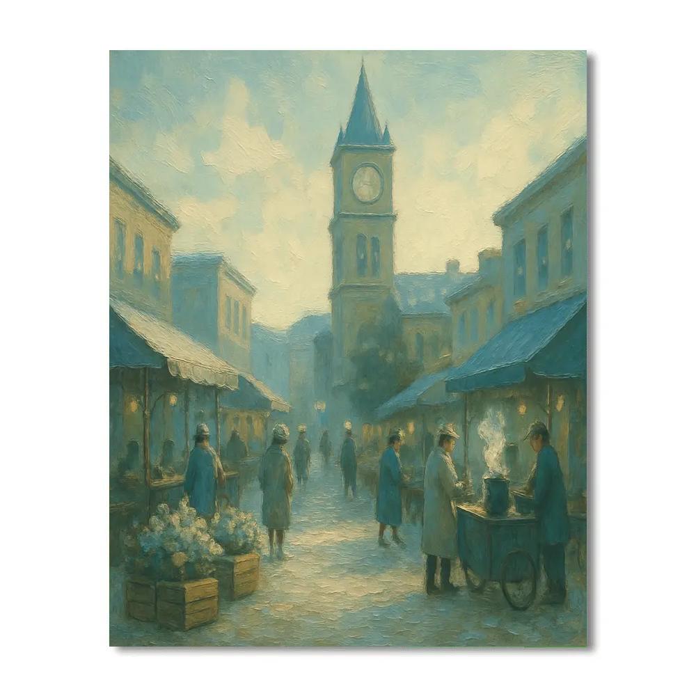 Clocktower Morning Market paint by numbers