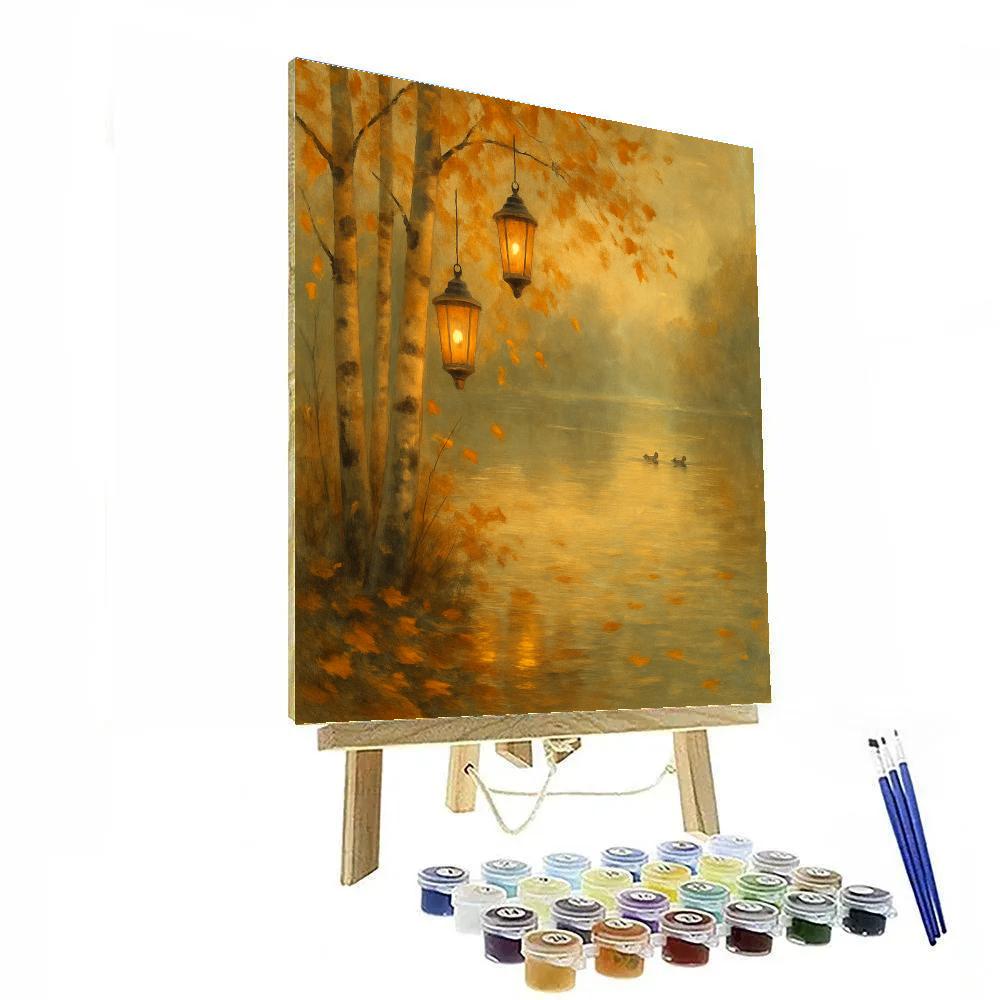 Autumn Lantern Reflections painting number kit