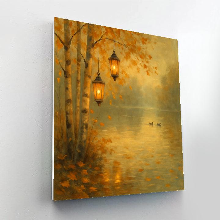 Autumn Lantern Reflections painting number kit