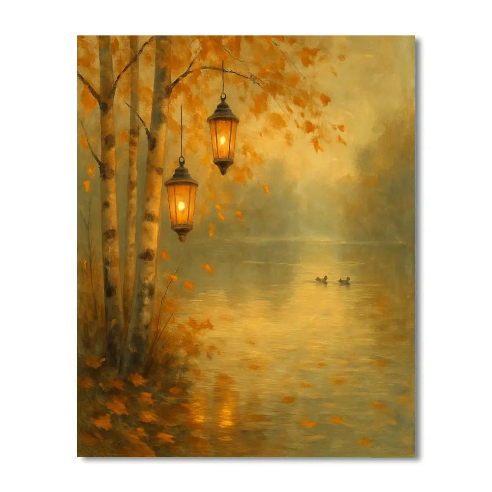Autumn Lantern Reflections painting number kit