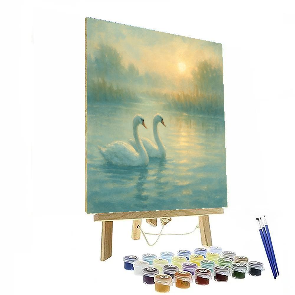 Misty Swan Lullaby painting number kit