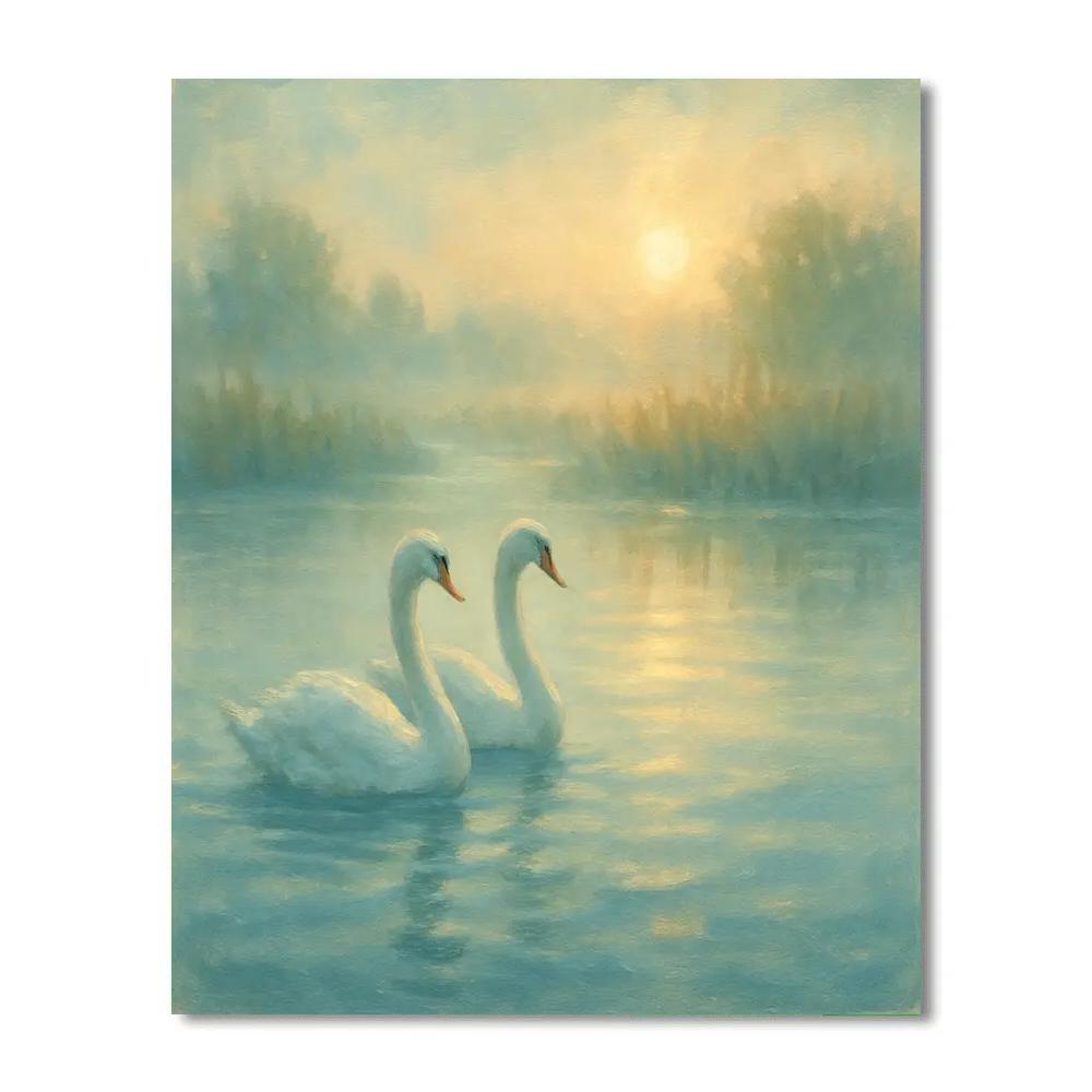 Misty Swan Lullaby painting number kit