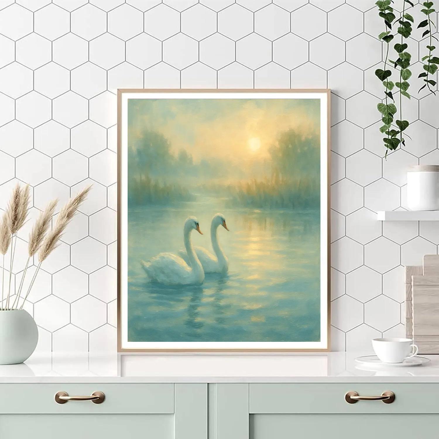 Misty Swan Lullaby painting number kit