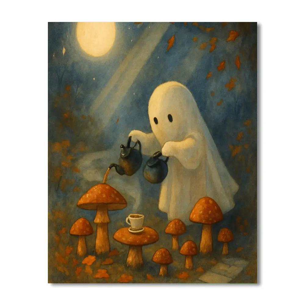 Mushroom Tea Under The Harvest Moon Number painting