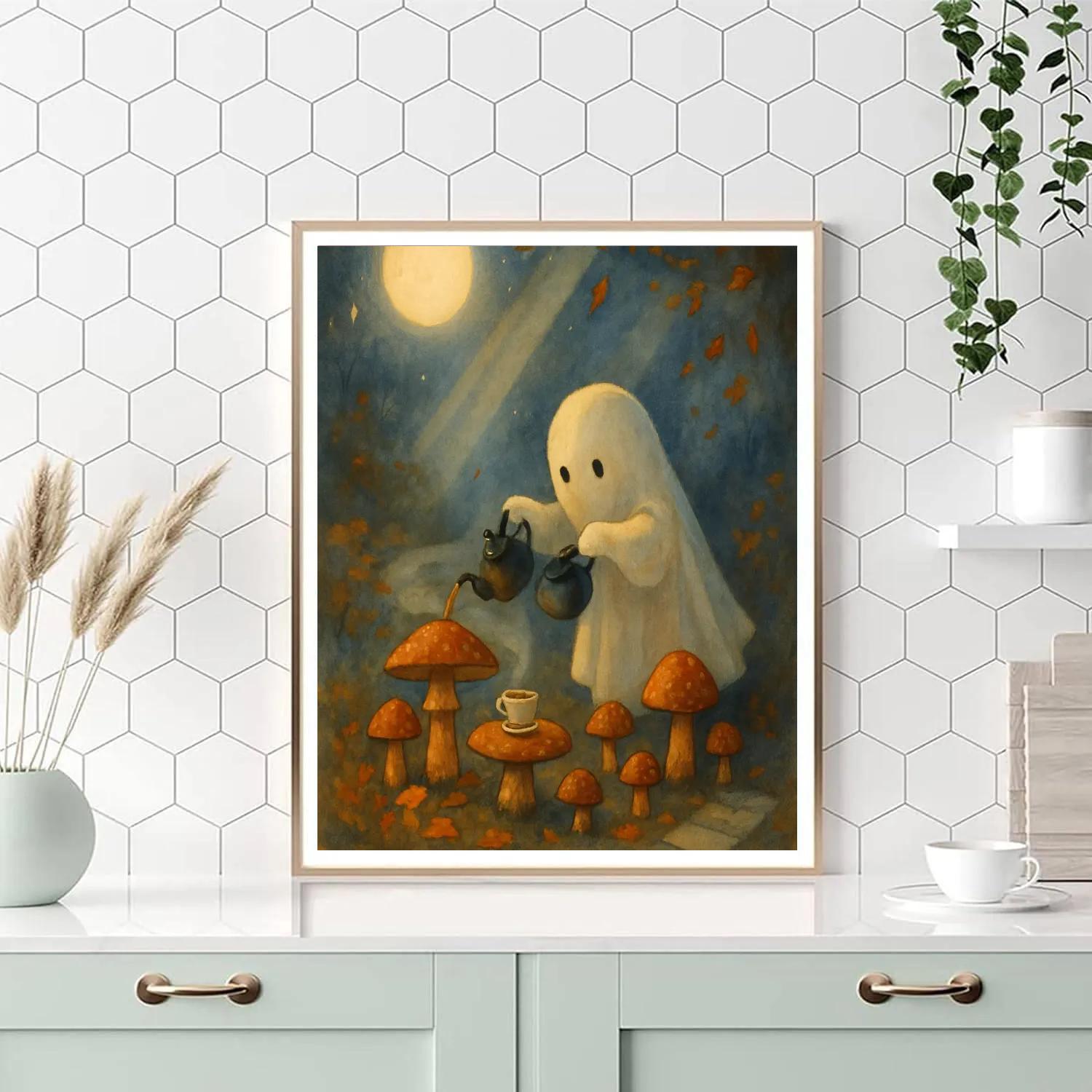 Mushroom Tea Under The Harvest Moon Number painting