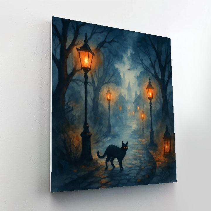 Fogbound Lantern Lane Paint by numbers art