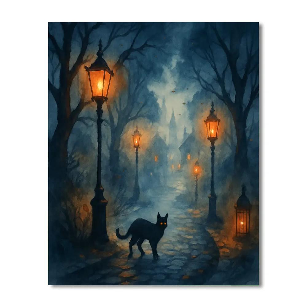 Fogbound Lantern Lane Paint by numbers art