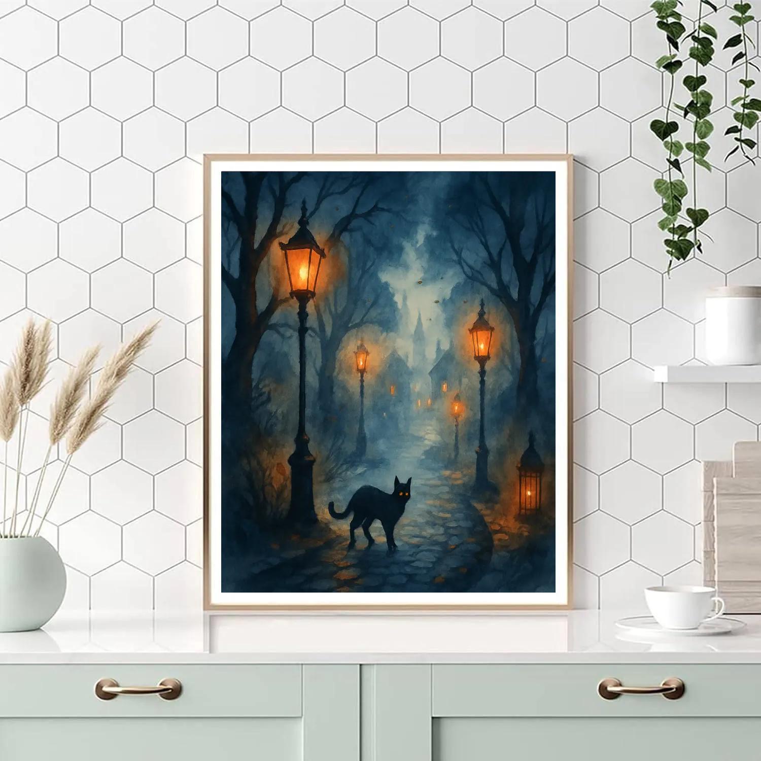 Fogbound Lantern Lane Paint by numbers art