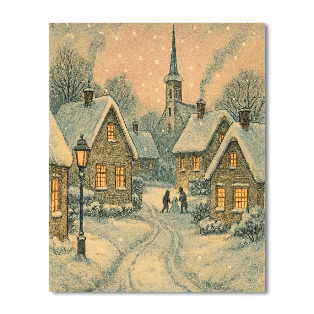 Village Lantern Evening Numbered painting kits