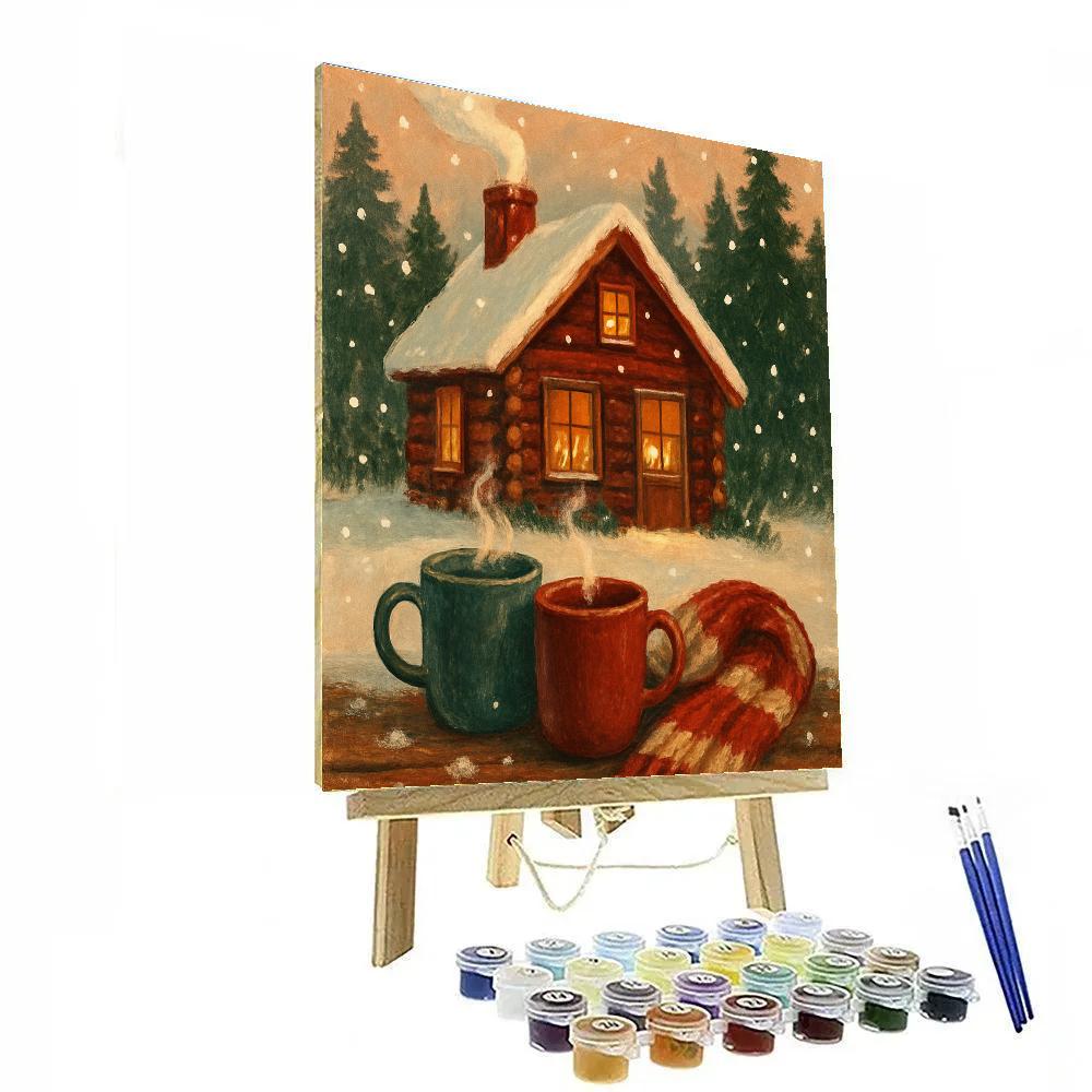 Cabin Hearth And Snowfall Numbered painting kits
