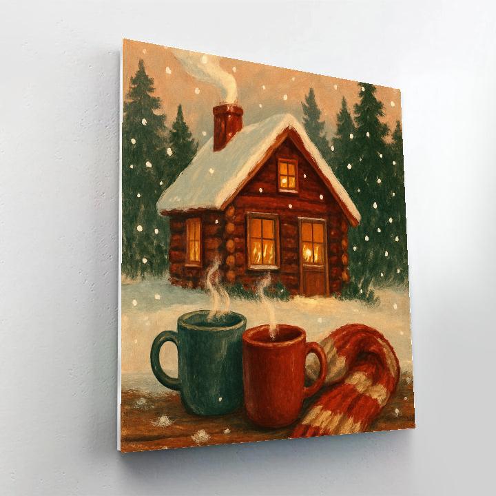 Cabin Hearth And Snowfall Numbered painting kits