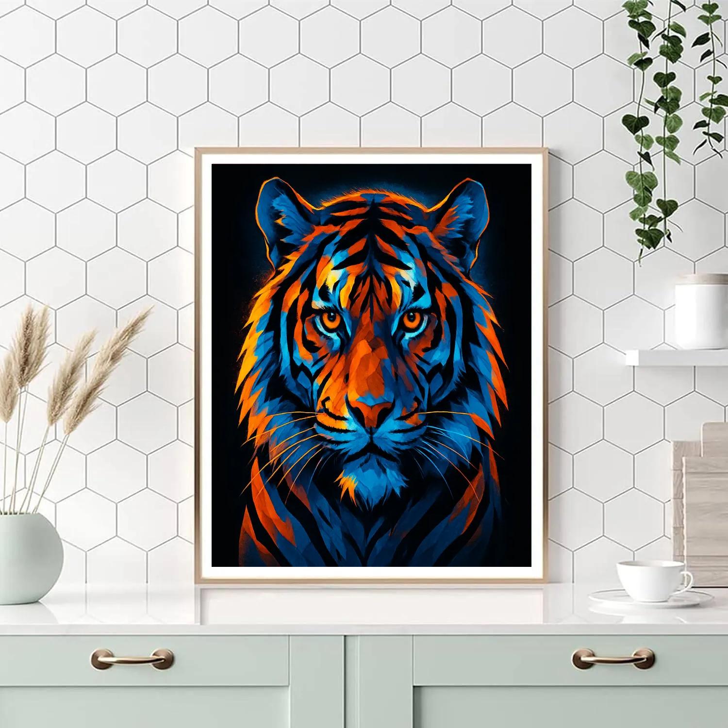 Solar Tiger Mosaic paint by numbers