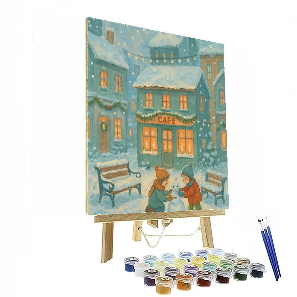 Snowlight Courtyard Café Number painting