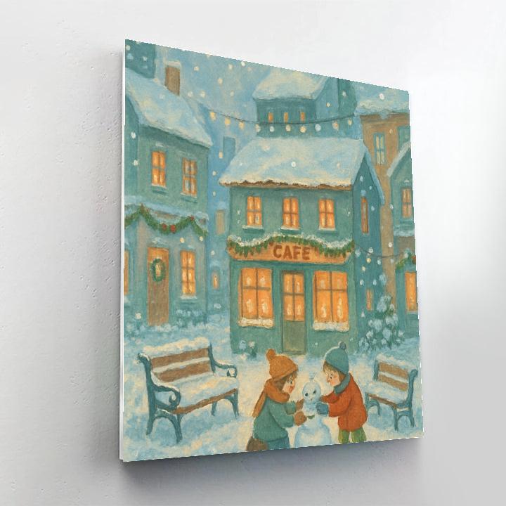 Snowlight Courtyard Café Number painting
