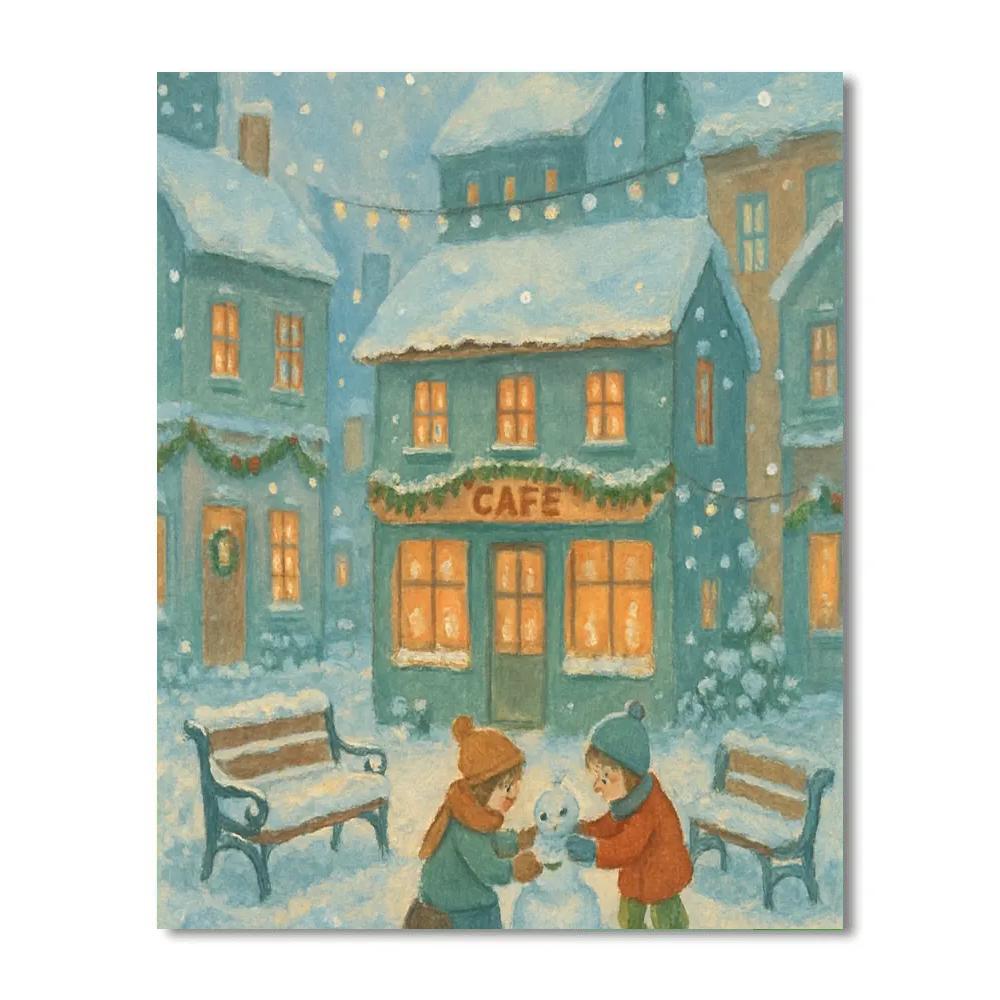Snowlight Courtyard Café Number painting
