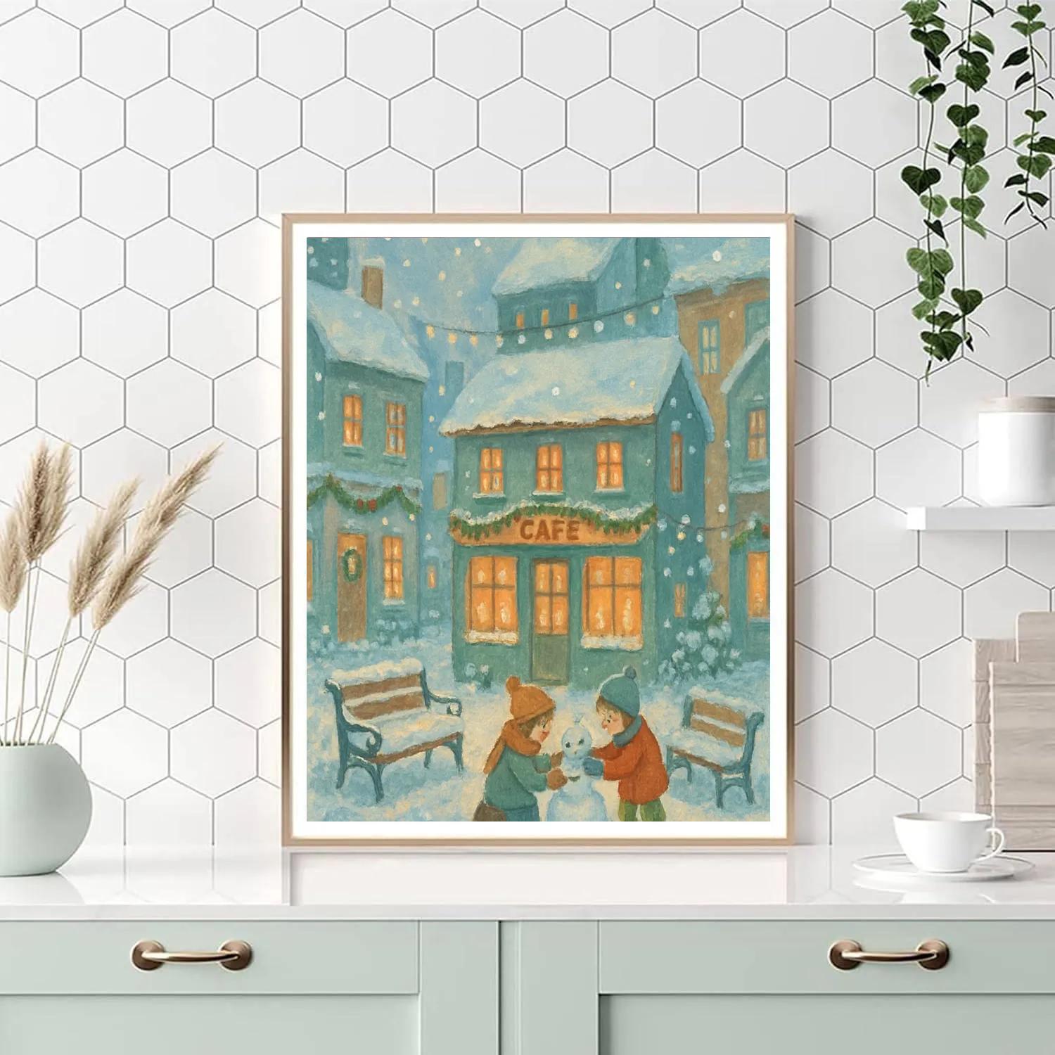 Snowlight Courtyard Café Number painting