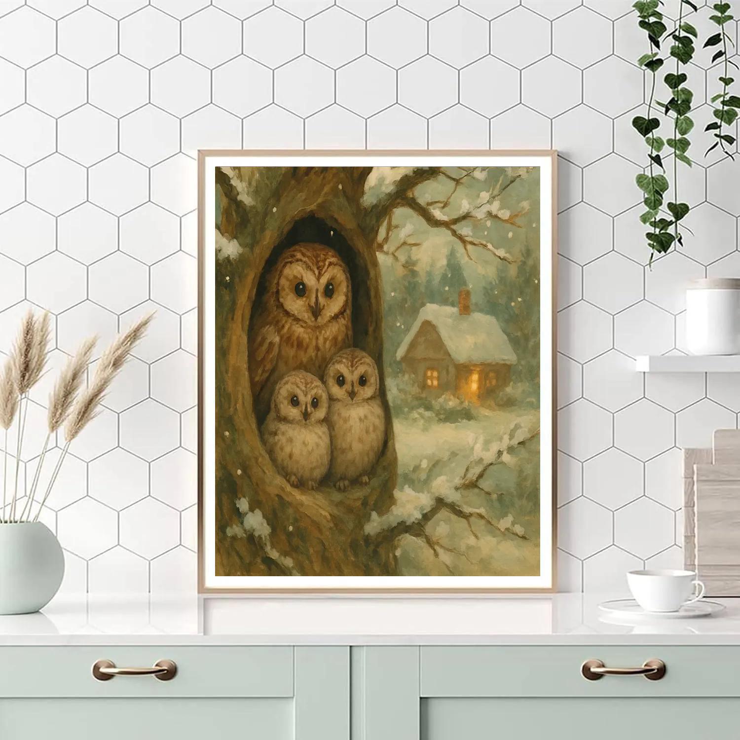 Woodland Owl Hearth paint by numbers