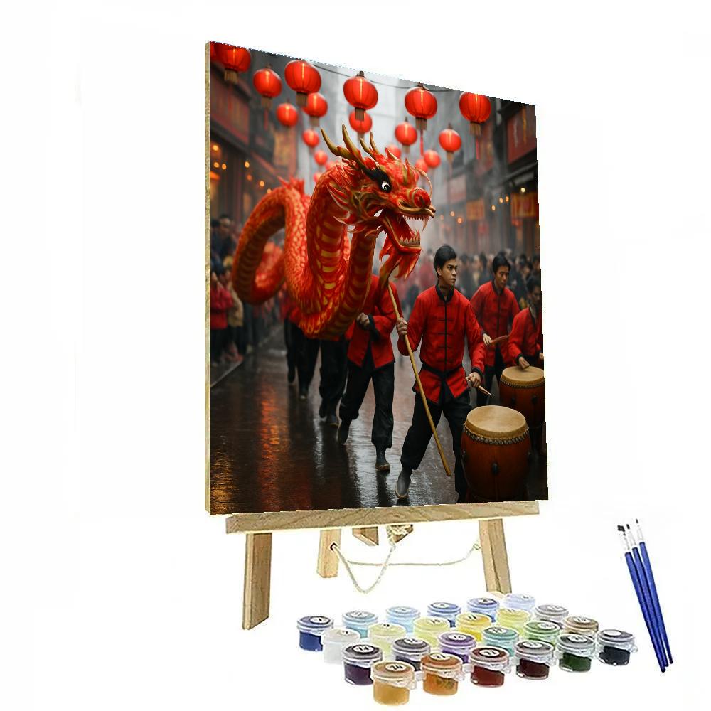Lunar New Year Dragon Street Dance Paint by numbers art