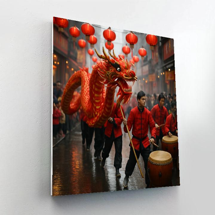 Lunar New Year Dragon Street Dance Paint by numbers art