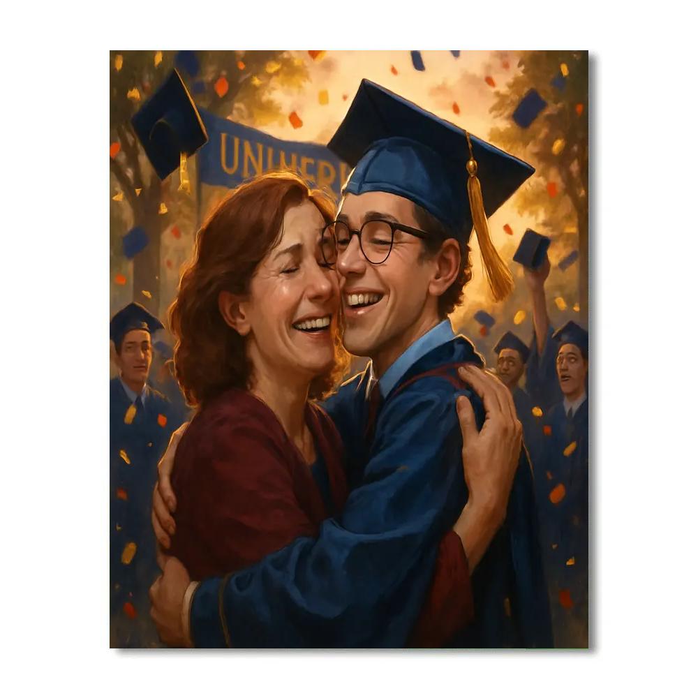 Mother And Adult Child Graduation Pride Painting by numbers kit