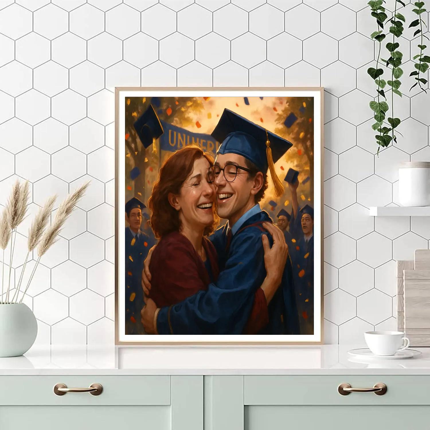 Mother And Adult Child Graduation Pride Painting by numbers kit